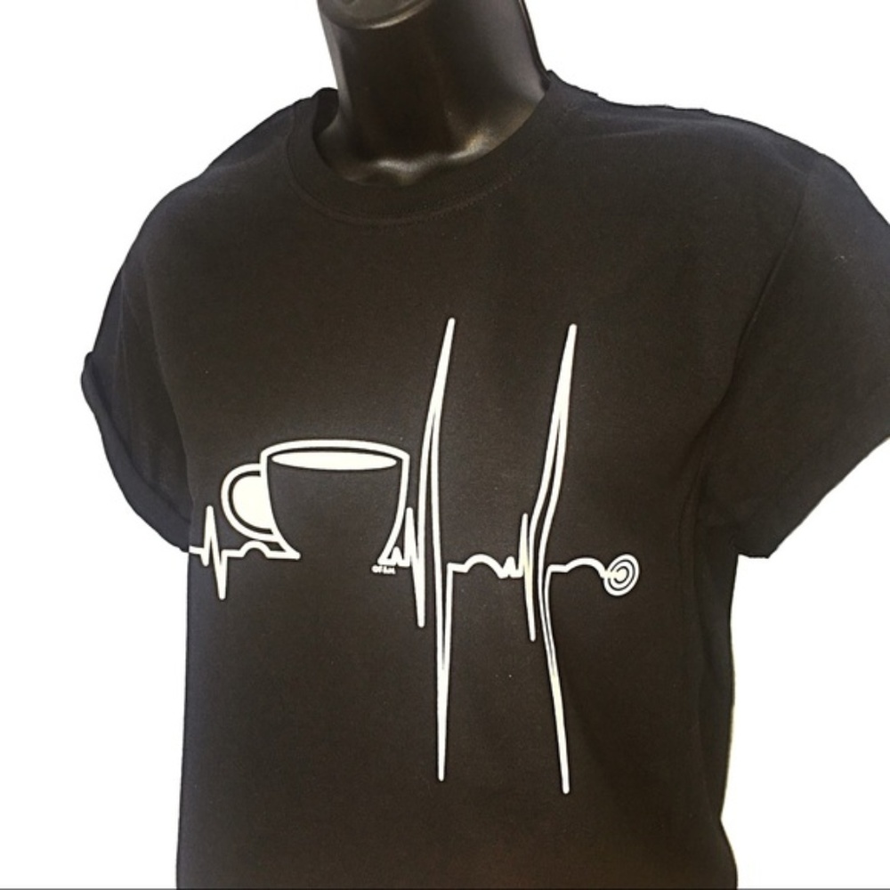 Graphic Coffee Heartbeat Short Sleeve Tee size S
